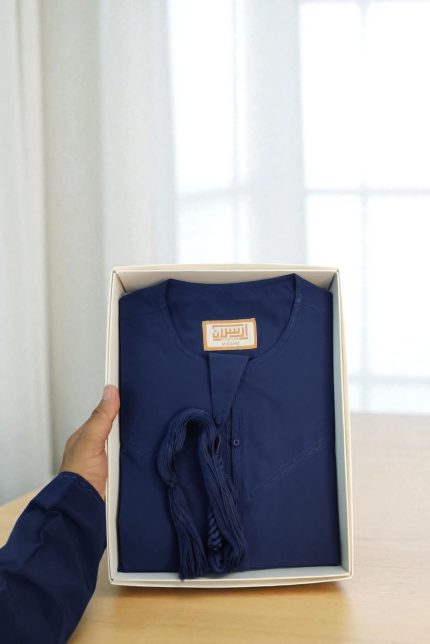 Premium Emirati Thobe: Navy Blue